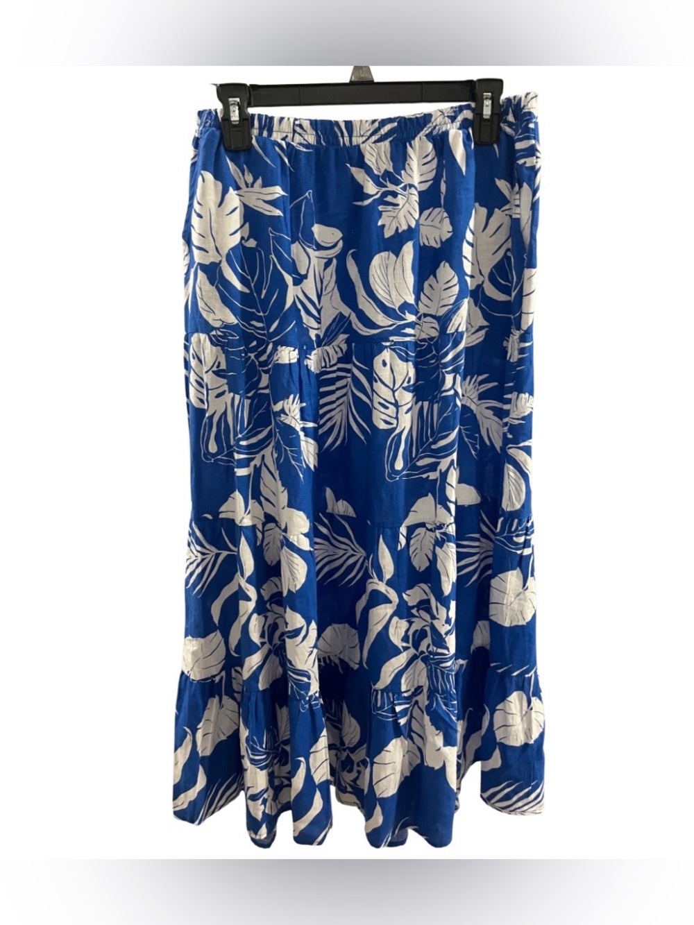 Panama Jack blue and white tropical maxi ruffle skirt medium